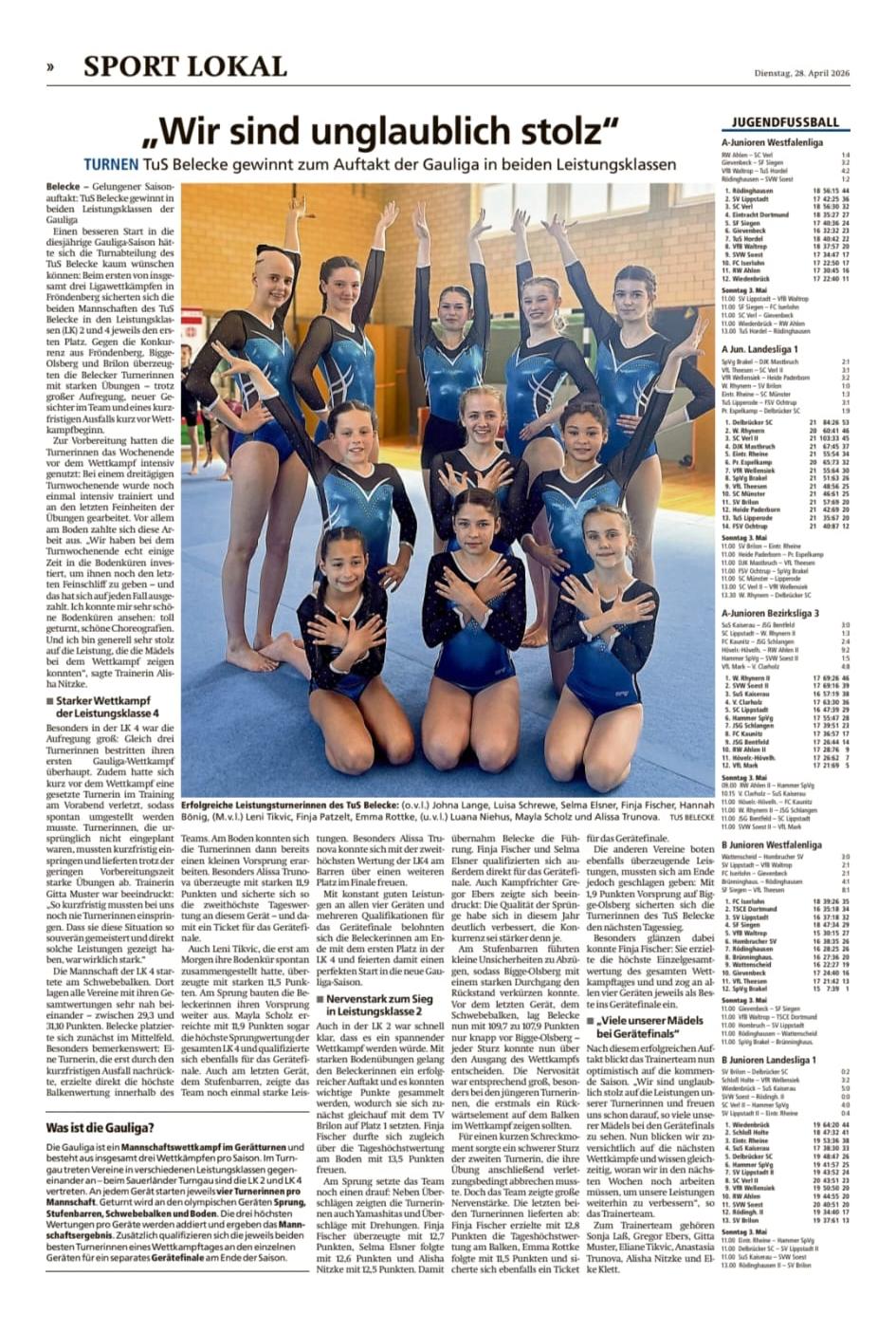 Zeitungsartikel Gauliga 2026 04 28